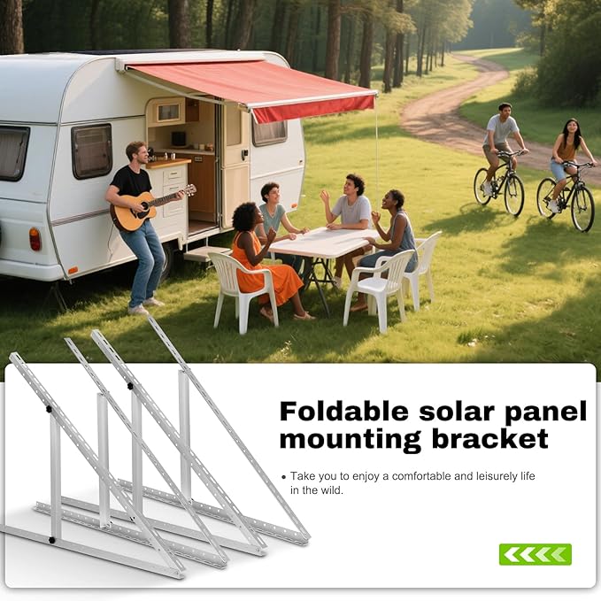 4 Pack 45inch Adjustable Solar Panel Tilt Mount Brackets with Foldable Tilt Legs.Solar Panel Stand for 45" Panels | 2400Pa Windproof Adjustable Solar Panel Mount Brackets Kit for RV/Roof/Ground