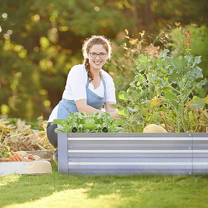 Galvanized Raised Garden Beds 2-Pack (6x3x1ft Each) – Popular Heavy-Duty Metal Planter Box with 4 Support Bars for Vegetables, Herbs, Flowers, Space-Saving Size for Small Yards & Patios