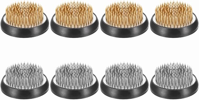 PATIKIL 8 Pcs Floral Frogs Kenzan, 2.1 Inch Round Brass Steel Flower Arrangement Holder, Arranger Pin Fixed Tool for Vase Centerpiece, Wedding, Home Decoration, Brass/Silver/Black