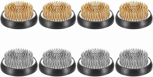 PATIKIL 8 Pcs Floral Frogs Kenzan, 2.1 Inch Round Brass Steel Flower Arrangement Holder, Arranger Pin Fixed Tool for Vase Centerpiece, Wedding, Home Decoration, Brass/Silver/Black