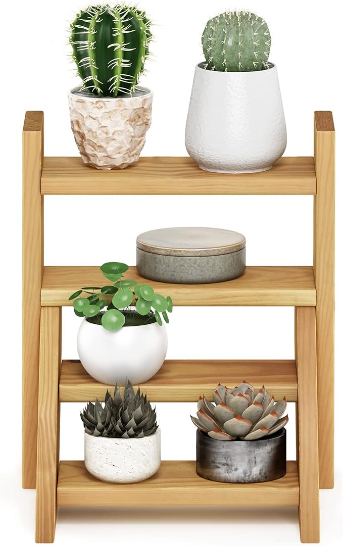 Furinno Tioman Outdoor Staircase Design Plant Stand, Pine Wood