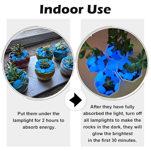 NAMTSO Glow in The Dark Rocks Outdoor, 200 pcs Blue Solar Rocks for Landscaping, Outdoor Decor Glow in The Dark Stones, Glowing Pebbles for Garden Backyard Patio Lawn Pond Fish Tank Aquarium Decor