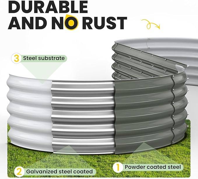 Pattiumo Galvanized Raised Garden Bed 8x2x1.5 FT, Oval Metal Raised Garden Bed Outdoor Planter Box with Open Bottom, Rust-Resistant Steel Garden Bed for Vegetables Herbs Flowers, Easy Assembly