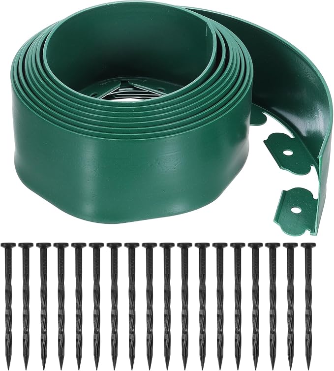 uxcell Landscape Edging, 1Pcs 20FT x 3.94" - Garden Edging Kit with 18 Stakes, Landscape Edging Border for Garden Lawn Flower Bed Yard Grass (Green)
