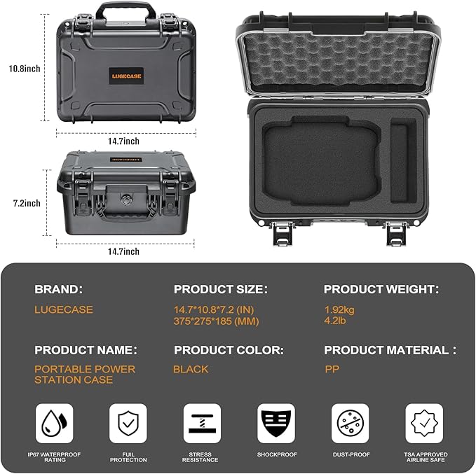 Hard Case for Anker Solix C300 - Portable Solar Generator Hard Shell Case: Waterproof Travel Carrying Storage Box for Anker Power Bank Solix C300 Power Bank Station - for Outdoor Campers & Adventurers