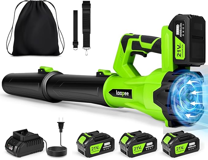 Leaf Blower Cordless,Electric Leaf Blower with 3 Batteries Powered and Fast Charger, Blowers for Lawn Care and Car Dust Snow Cordless Blower,6 Speed Control