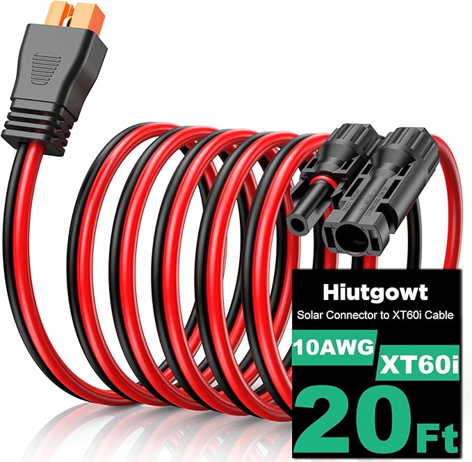 10AWG XT60i Solar Cable 20FT, Solar to XT60i Cable 3 10 15 25 30 40 50FT, Solar Panel Connector to XT60i Extension Cable, XT60i Charging Cable for Portable Power Station