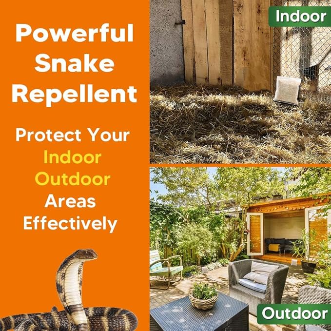 LEBMP Snake Repellent for Yard, Snake Away Repellent for Outdoors, Pet Safe Snakes Repellant, Garden Snake Deterrent, Keep Snakes Out of Backyard, Garage, House-8 Pouches