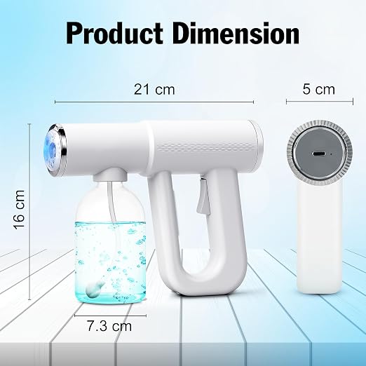 Cordless Disinfectant Fogger Machine with 300ML Tank - 1.5–2M Coverage Portable Barber Spray Gun with 5500 RPM Motor Blue-Light, 1500mAh Battery 55 Minutes Runtime - Handheld Fogger for Home Business