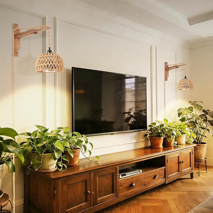 30W 4000K Indoor Plant wall Mounted Growth Light, Bohemian Style wall Mounted Plant Light with Timer, Equipped with a 14 Foot Power Cord, Suitable for Indoor Plant Cultivation and Floral Display