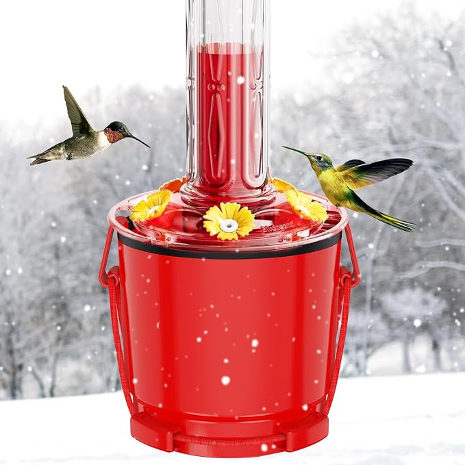 Hummingbird Feeder Heater Outdoors, Bird Feeder Hearth Warmer Attaches to Feeder Bottom, Hummingbird Nectar Warmer for Garden Patio Yard in Freezing Weather (Red)