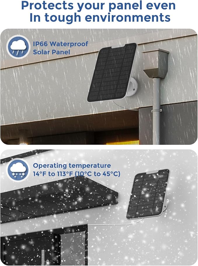 Solar Panel Compatible with SimpliSafe Outdoor Camera Series 2 Wireless, 5W Solar Panel with 13.1ft Charging Cable for Outdoor Battery Powered Security Camera with Wall Mount（Not Include Camera）