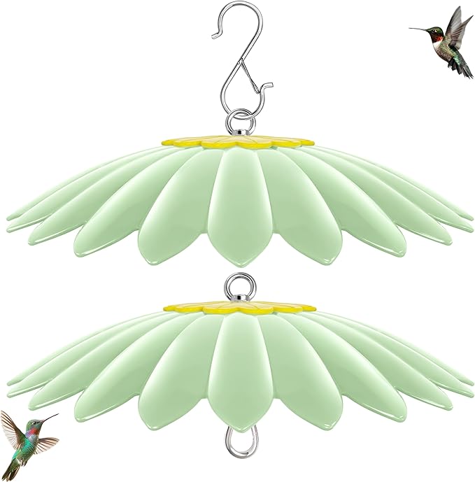10.5 inch Hummingbird Feeder Shade Dome Cover,Rain Guard,Weather Guard for Bird Feeder, Umbrella Cover for Bird House for Outdoor,Squirrel Baffle,Flower Design(Light Green) 2 Pack