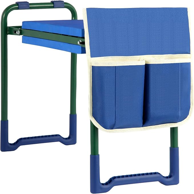 Garden Kneeler Seat with thicker and Wider Soft Kneeling Pad ,foldable Heavy Duty Garden Stool with 2 large Tool Pouches, Portable Garden Bench,Gardening Gift for Women Mum Men sennior and gardeners