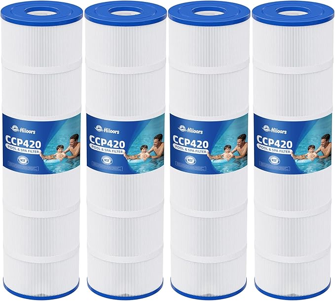CCP420 Pool Filter Cartridges 4 Pack, Compatible with Pentair Clean & Clear Plus 420, Replaces Pentair R173576, Pleatco PCC105-PAK4, 420 sq.ft, Heavy Duty 5 oz+ Trilobal Fabric