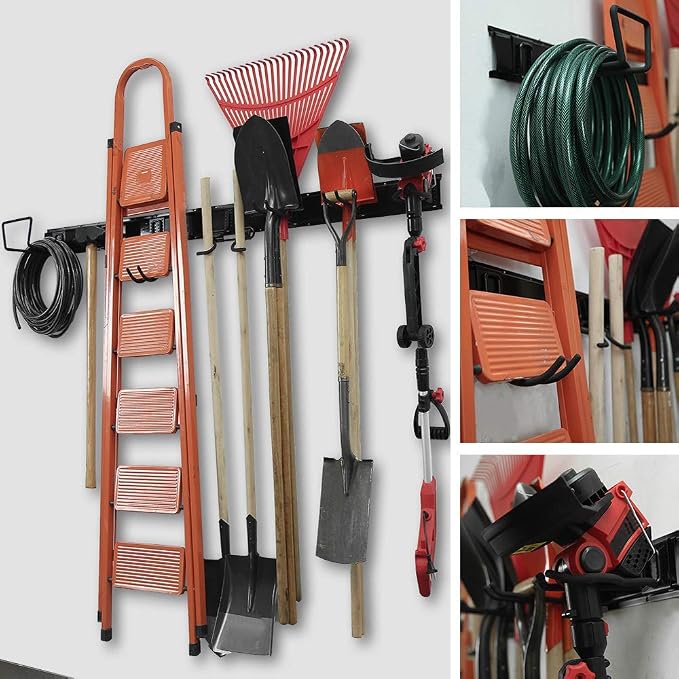 Wallmaster 15 PCS Tool Storage Rack Garage Storage Wall Mount & Bike Rack for Garage 2-Pack Bike hooks Bike Hanger Wall Mount