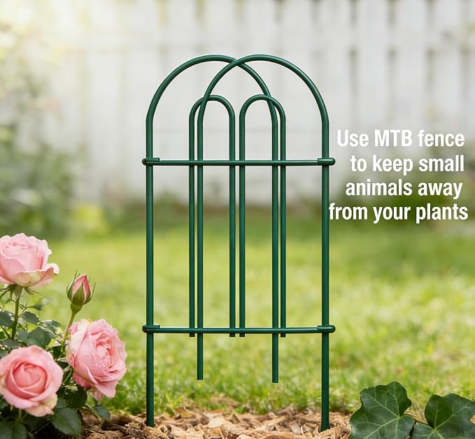 32in(H)×50ft(L) Green Decorative Garden Border Fence No Dig Metal Fence Panel Garden Edging Border Fence for Animal Barrier Fencing Flower Bed Yard Patio