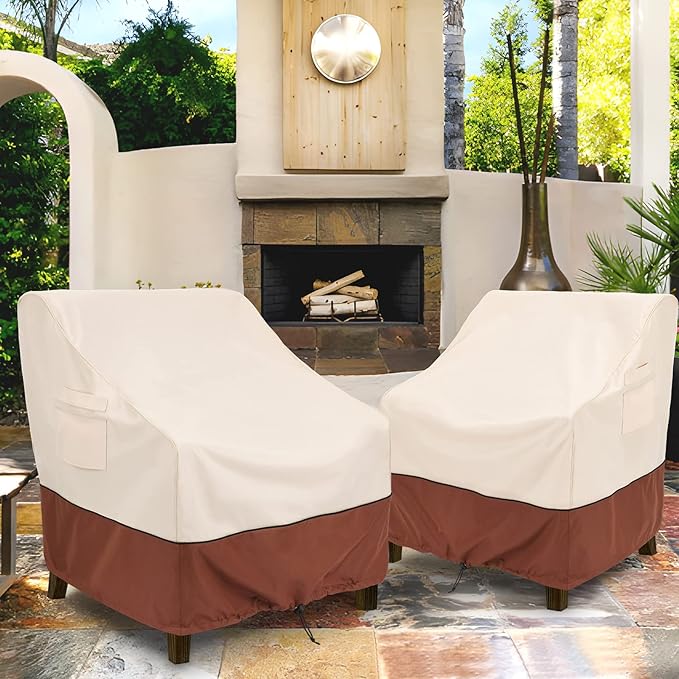 COSFLY Patio Furniture Covers 2 Pack, 600D Waterproof Outdoor Chair Covers for Deep Chairs, All-Weather UV Resistant Protection with Adjustable Straps & Air Vents, Fits up to 36" W x 37" D x 36" H