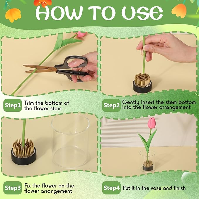 Sliner 8 Pcs 1.81 x 0.75 Inch Floral Frogs Round Brass Flower Holder Japanese Ikebana Vase Floral Frogs Arranger Fixed Tools Pin for Flower Arrangement Home DIY Craft