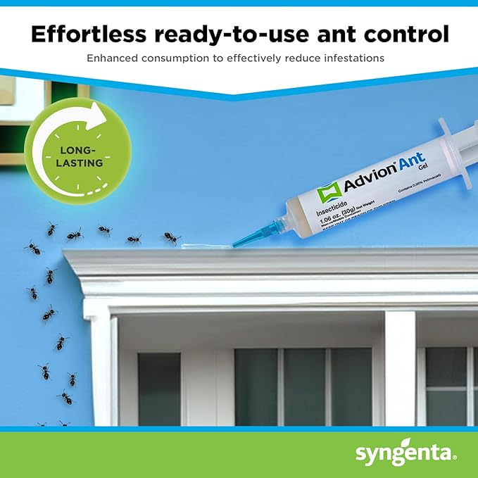 Advion Ant Gel Bait, 4 Tubes x 30-Grams, 4 Plungers and 4 Tips, Effective Bait, Formulated with 0.05% Indoxacarb, Indoor and Outdoor Use, Killer Gel for Control of Most Major Ant Species