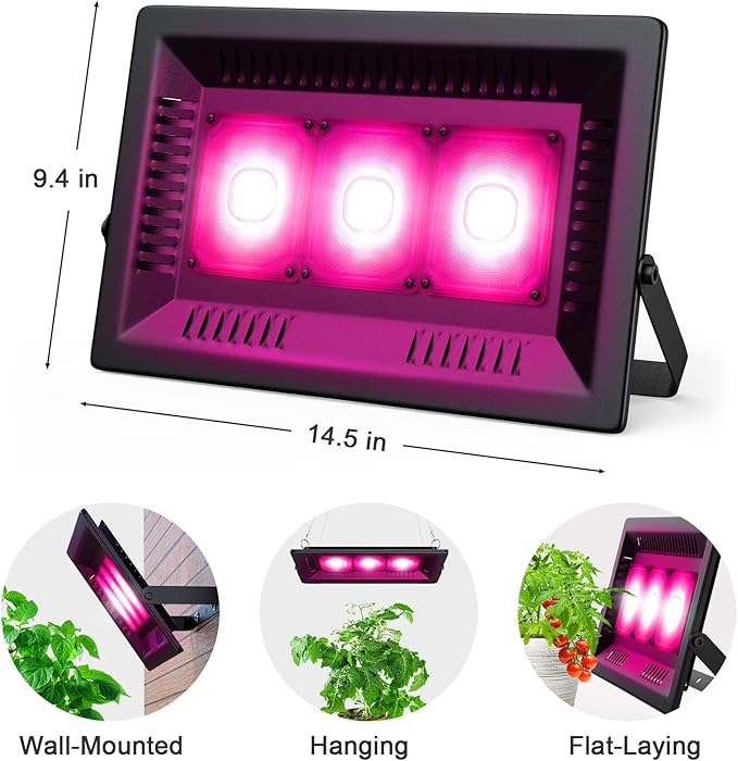 Waterproof Plant Light, 450W Outdoor Grow Lights, Full Spectrum LED Grow Light, Height Adjustable, Silent, Heat Dissipation, for Indoor Outdoor Plant Seedling Growing Blooming Fruiting