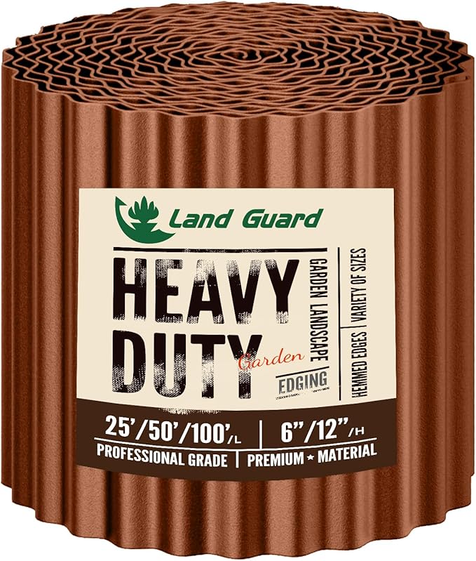 Land Guard Corrugated Garden Edging Border, 6"×50' Landscape Paver Edging, Tall Landscape Edging, Fence for Garden, Flower Bed, Lawn and Landscape Edging (Red Rust)