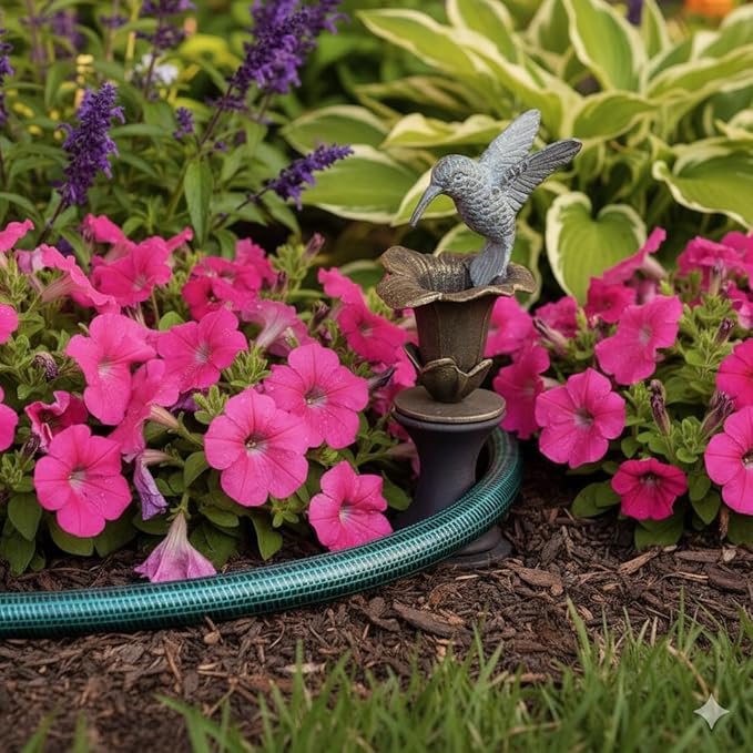 SPI Home 33148 Hummingbird Hose Guard - Decorative Cast Aluminum Garden Hose Guide for Flower Beds, Bronze