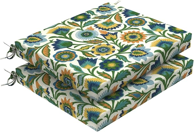 DYTXIII Set of 2 Outdoor Chair Cushions, Water Resistant 18.5"x16"x2" Square Seat Cushion for Patio Dining Chairs, High-Density Replacement Pads for Indoor Outdoor Furniture - Fiesta Floral