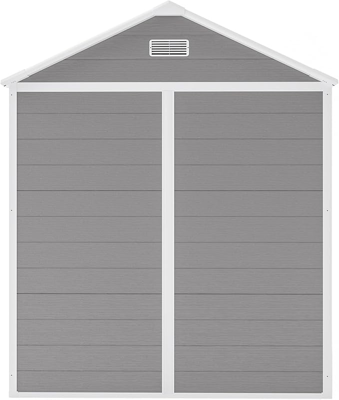 YOPTO 6x5 FT Resin Storage Shed,Garden House with Floor & Lockable Door,Waterproof Plastic Tool Sheds W/Slanting Roof Visual Window & Air Vents for Bicycles,Lawnmowers,Lawn,All Weather Use,Gray