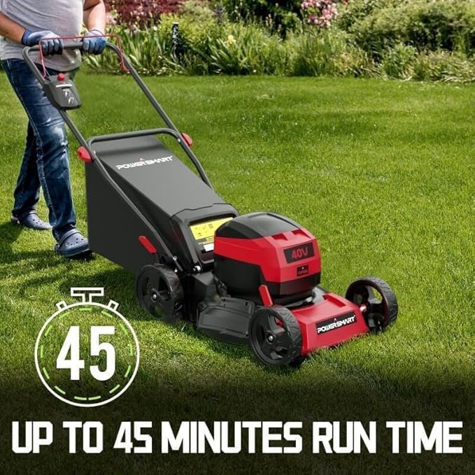 Electric Lawn Mower, 40V Cordless Mower with 4.0Ah Battery & Charge, 17 Inch Lawn Mower,Quiet, Lightweight, Foldable Handles
