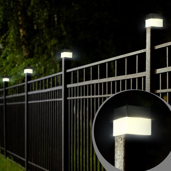 Tujoe Solar Post Cap Lights Fence Post Solar Lights 2in x 2in (5cm x 5cm)(Warm Yellow,20 Pack)
