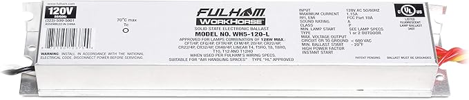Fulham Lighting WH5-120-L Workhorse 5 Adaptable Electronic Fluorescent Lamp Ballast
