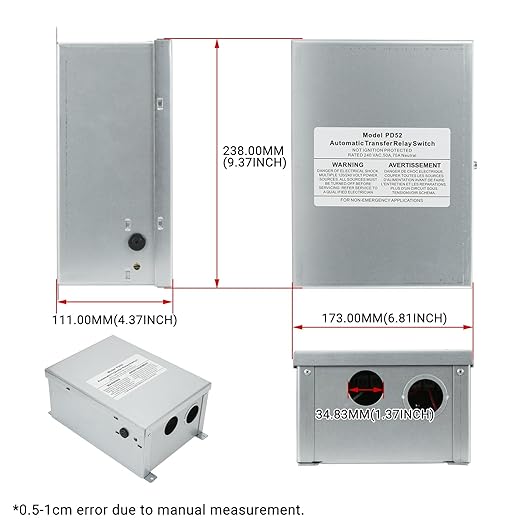 50 Amp Automatic Transfer Switch for RV Speedboats Camping Van, 120/240 VAC 50Amp Dual Protection
