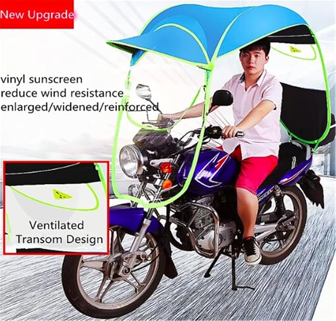 YUANXIN Motorcycle Awning Canopy E-Bike Carport Awning Canopy Storage Motorcycle Rain Shelter Transparent Umbrella Carport (Pink)
