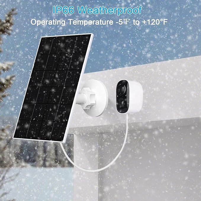 FUTUREZEN 4W Solar Panel for Security Camera, Type-C/Micro USB Solar Charger for Rechargeable Battery Cameras, IP66 Waterproof, 360° Adjustable Bracket, 9.8ft Cable for Outdoor Use, 2 Pack