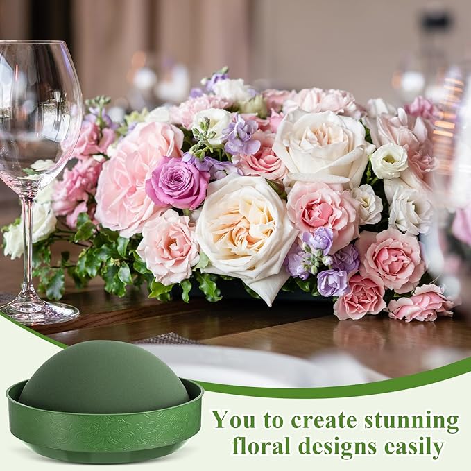 4 Sets Floral Foam Round, 7.48x3.74inch Floral Dry Round Flower Foam Half Ball with Bowl for Artificial Plant Arrangement and Wedding and Garden Decorations