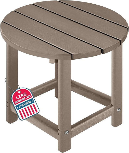 LZRS Adirondack Patio Side Table End Table, Outdoor Coffee Tables for Patio, Backyard,Pool, Indoor Companion, Easy Maintenance & Weather Resistant(Weather Wood)