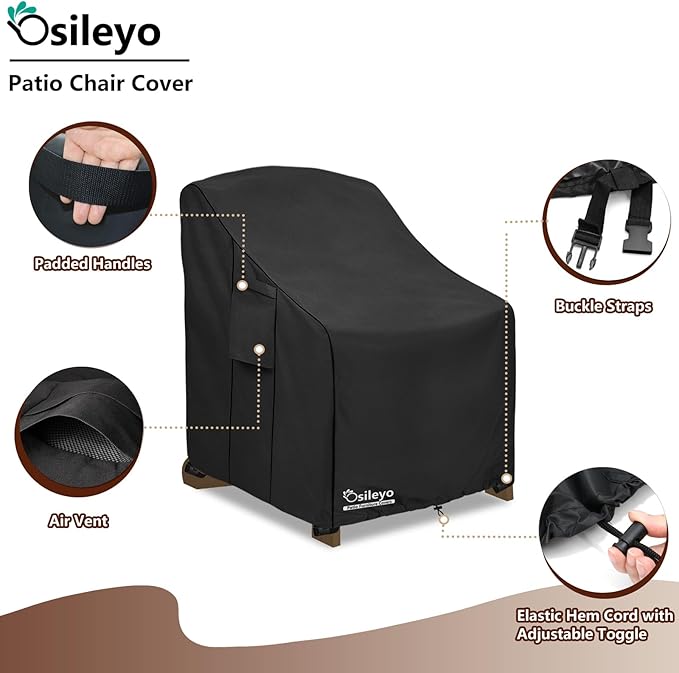 Patio Chair Cover 32W x 35D x 36H inches,Waterproof Heavy Duty Outdoor Furniture Covers for Patio Adirondack Chair 4 Pack（Black）