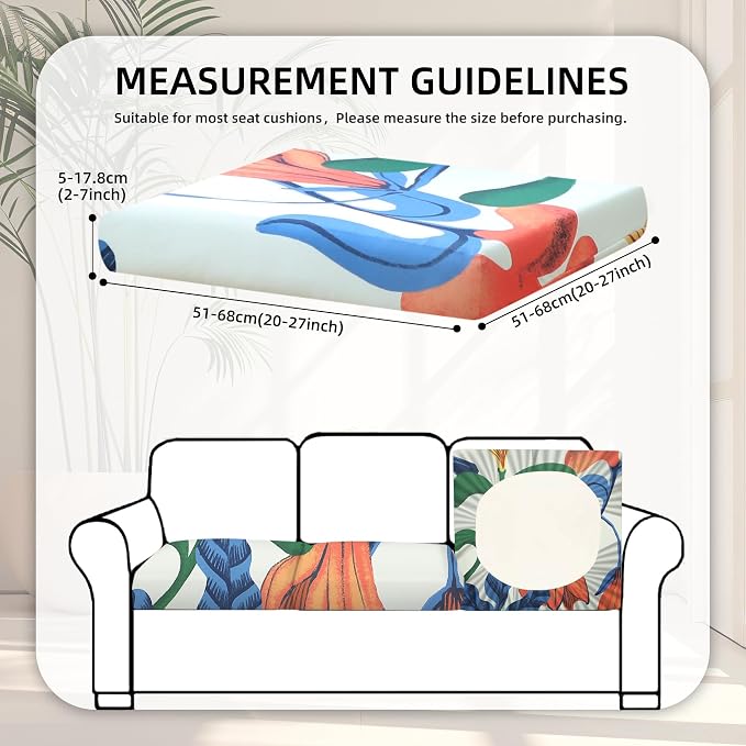BIETYONE 8Pcs Stretch Patio Cushion Covers, Outdoor Couch Covers Replacement,Outdoor Couch & Sofa Slipcovers,for Patio Furniture Cushion Covers,Washable Reusable Furniture Protector (Print,Cover Only)