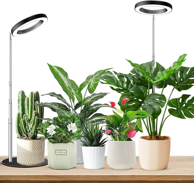 Aokrean Grow Lights for Indoor Plants Full Spectrum, 80 LEDs Plant Light for Indoor Plants, Height Adjustable 6.3in Desktop Growing Lamp with Auto Timer 6/12/16Hrs, 3 Optional Spectrums,5 Brightness