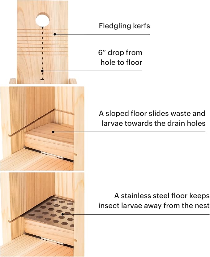WHITEHORSE Bluebird House - Weatherproof Bird House for Outdoors - Cedar Birdhouse Built to NABS Specs - Nest Box for Western Bluebirds, Tree Swallows, Nuthatches & More (22” Floor)