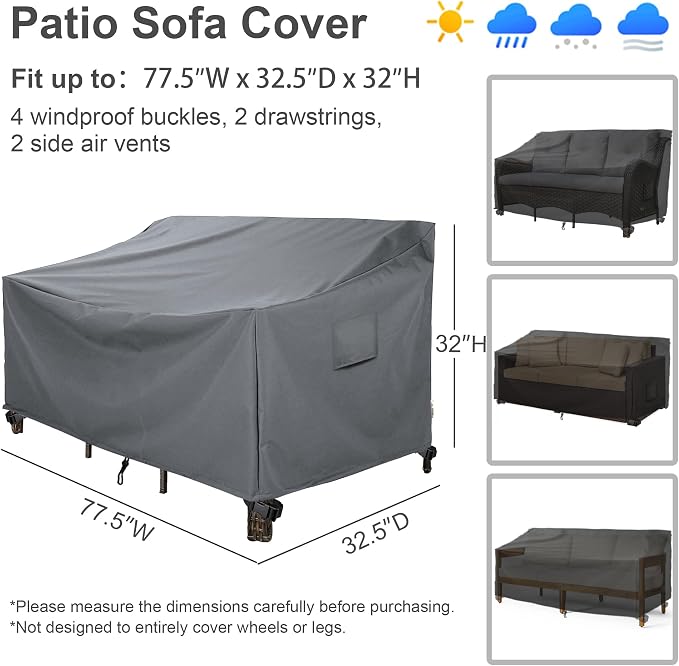 Patio Furniture Covers,Outdoor Furniture Cover Waterproof,Patio Furniture Set Covers for 4 Piece Outdoor Conversation Set,Patio Covers Set-XX-Large (Grey)