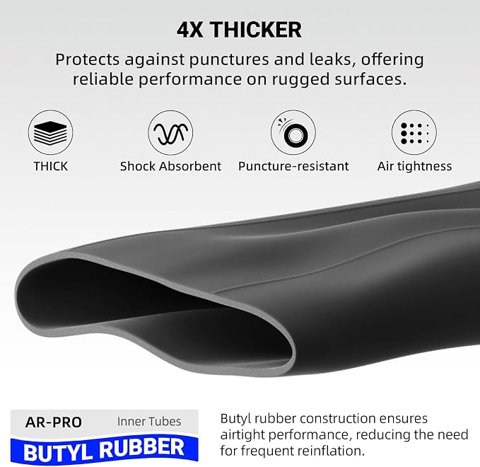 AR-PRO Replacement 22x11-10, 20x10-10 Inner Tubes for ATV UTV, Lawn Tractor, Garden Trailer, Golf Cart, Snow Blowers - with TR4 Straight Valve Stems - Made from Durable Butyl Rubber (Set of 2)
