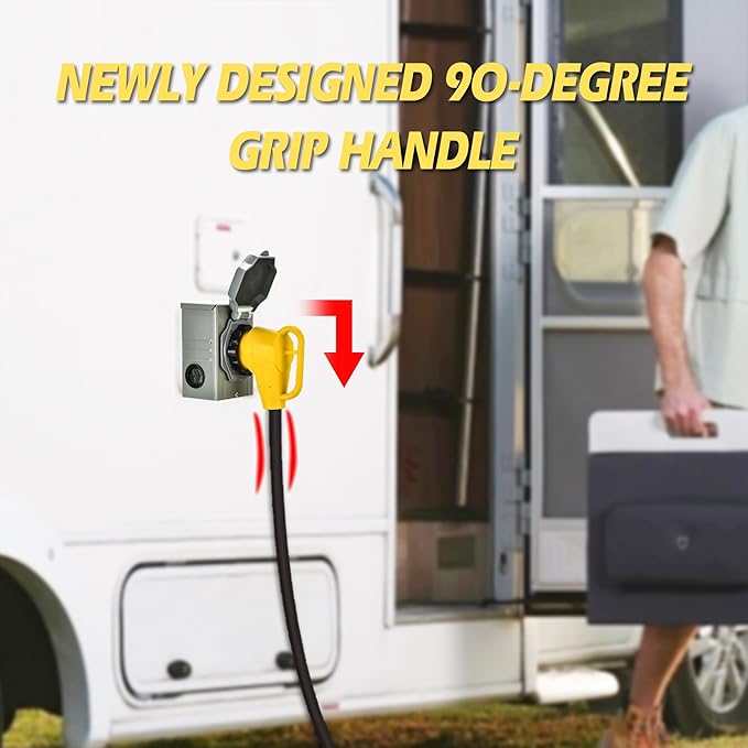 50 Amp 12FT Generator Cord and Power Inlet Box Combo Kit NEMA 14-50P Male to SS2-50R & CS6364 Twist Locking with Inlet Box for Generator and RV Camper to House Shore Power Connector