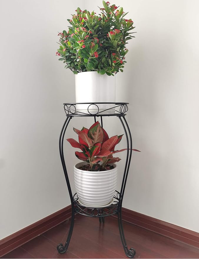 TREEZITEK 2 Tier 28.4inch Tall Metal Plant Stand,2 set 6 in Tall Plant Stand