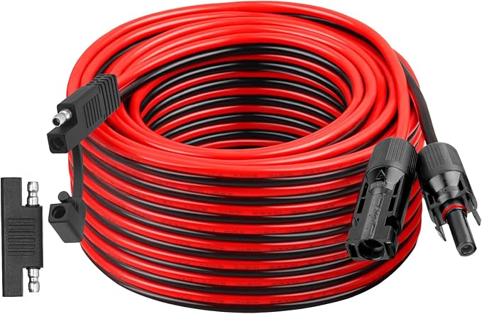 XRDS -RF 10AWG SAE to Solar Panel Connector Cable 50FT, Heavy-Duty Tinned Copper, Solar Extension Cable with SAE Polarity Reverse Adapter for Solar Power Systems and Battery Connections