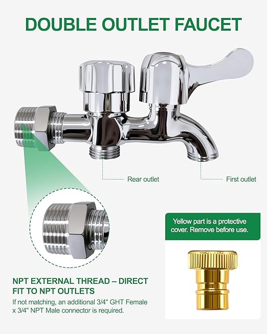 Drip Irrigation System for Garden, Automatic Garden Watering System with 180FT 1/2” & 1/3” Tubing, Dual Faucet, Adjustable Nozzle Emitters for Garden, Greenhouse, Lawn, Potted Plants