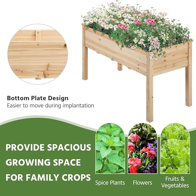Simple Deluxe Raised Garden Bed with Legs, 72 x 23 x 30 Inch Wooden Planter Box with Liner, Elevated Outdoor Garden Box for Patio, Balcony & Backyard Use, Wood