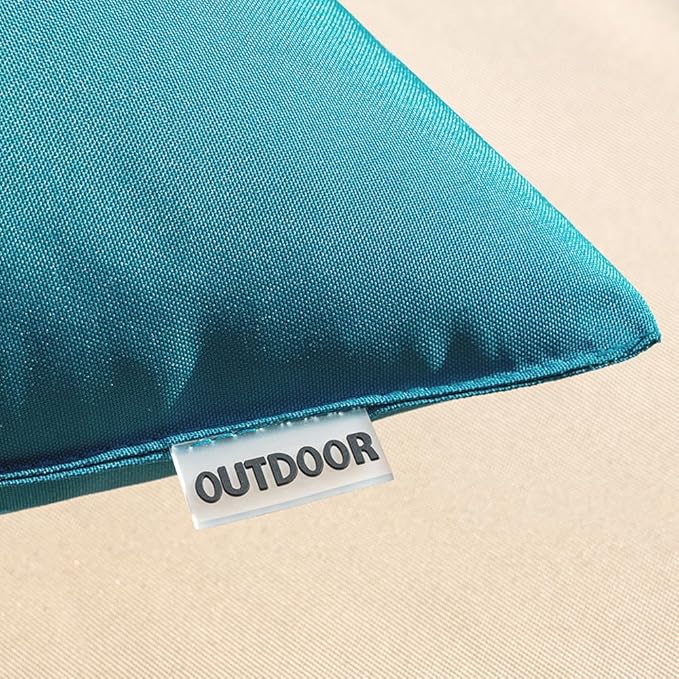 MIULEE Pack of 2 Decorative Outdoor Waterproof Pillow Covers Square Garden Cushion Sham Throw Pillowcase Shell for Spring Patio Tent Couch 16x16 Inch Deep Blue