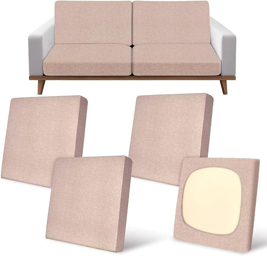 pickyNproud 4Pcs Patio Cushion Covers Stretch Outdoor Couch Cushions Slipcovers Replacement Washable Furniture Protector with Elastic Bottom Sofa Chair Seat Cover, Rose Beige